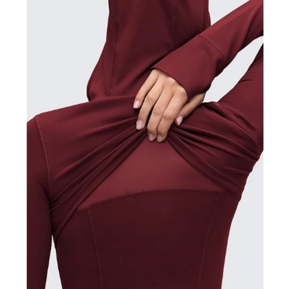 Hooded Athletic Jackets Full Zip Track with Pockets Maroon Red - Picture 4 of 5